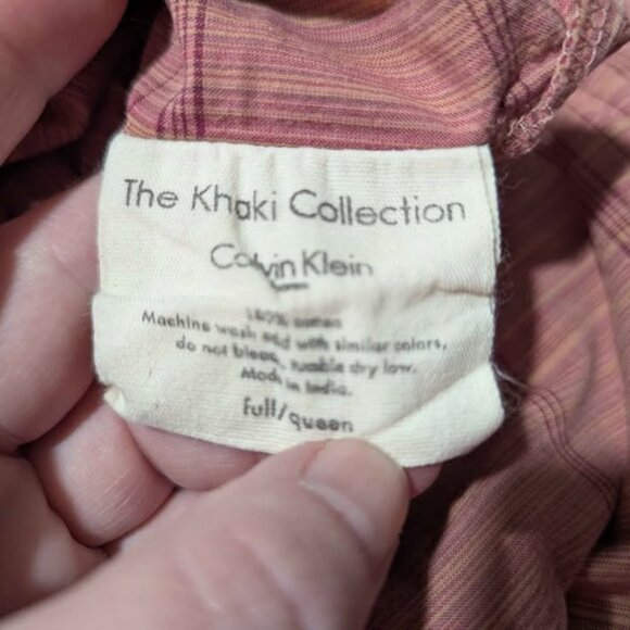 CALVIN KLEIN Khaki Collection100% cotton F/Geranium Multi Full/Queen Duvet Cover - Picture 2 of 4